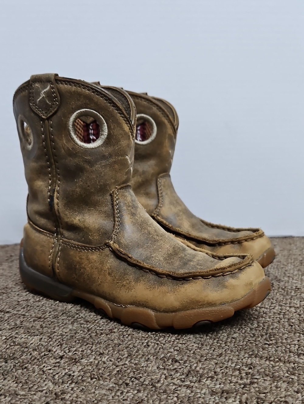 Twisted X Tan Leather Pullon Boots Sz 13.5 Kids